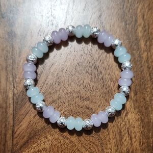 Handmade Pastel Beaded Bracelet with Silver Accents